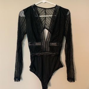Lulus Black lace bodysuit for going out; never worn